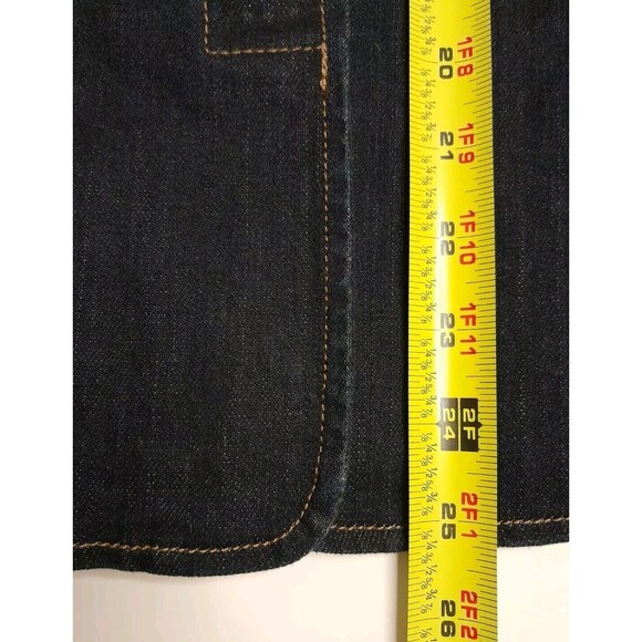 Chico’s Platinum Sz L Blue Dark Wash Denim Jacket - Pockets Covered Buttons NWOT - Picture 14 of 16
